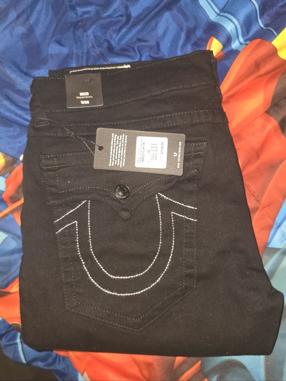 True Religion Body Rinse Black "Rocco Flap" Jeans.